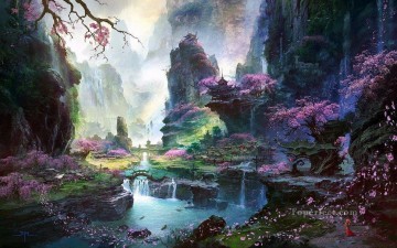山 Painting - 幻想的な世界の中国の山
